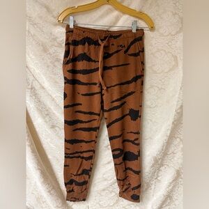 Monrow Animal Print Joggers in Chestnut & Black